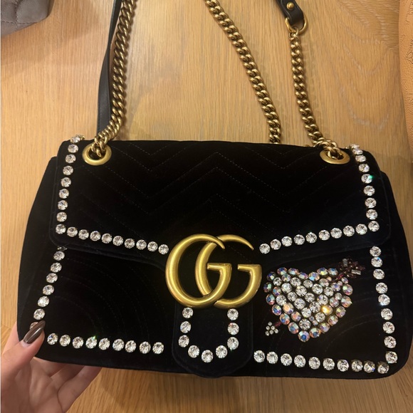 Gucci Handbags - Gucci Black Shoulder Bag with Gold and Silver Accents